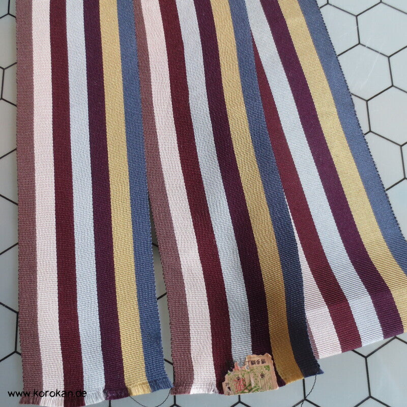 Kaku Obi / Datejime Seiden Kimono Gürtel gestreift, gedeckte Farben