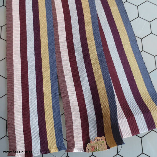 Kaku Obi / Datejime Seiden Kimono Gürtel gestreift, gedeckte Farben