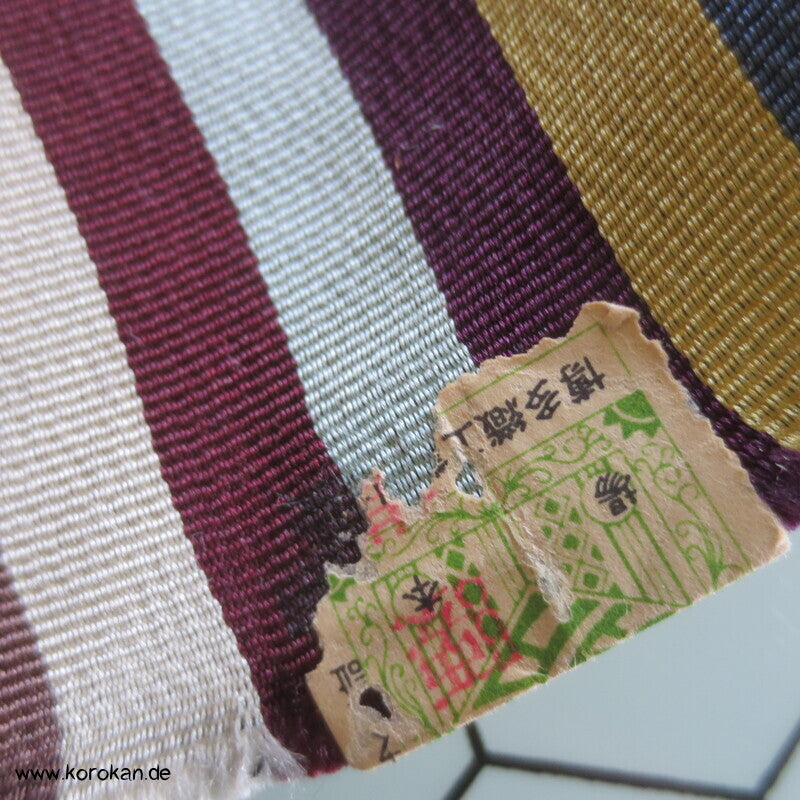 Kaku Obi / Datejime Seiden Kimono Gürtel gestreift, gedeckte Farben