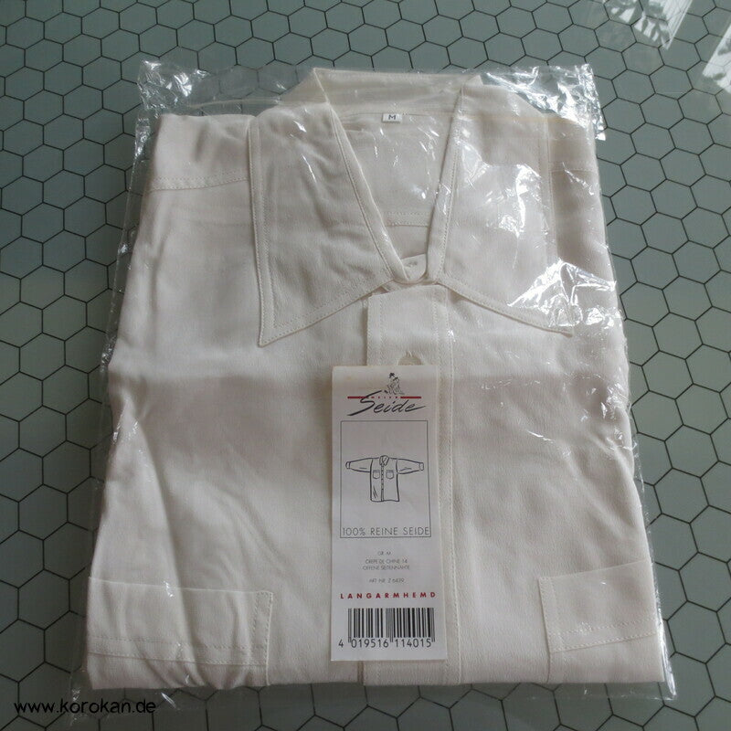 Crepe de Chine Seidenhemd natur , langarm