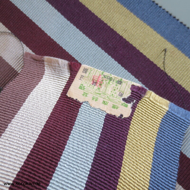 Kaku Obi / Datejime Seiden Kimono Gürtel gestreift, gedeckte Farben