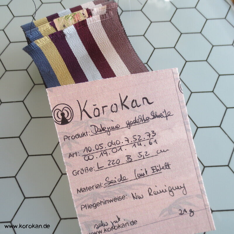 Kaku Obi / Datejime Seiden Kimono Gürtel gestreift, gedeckte Farben