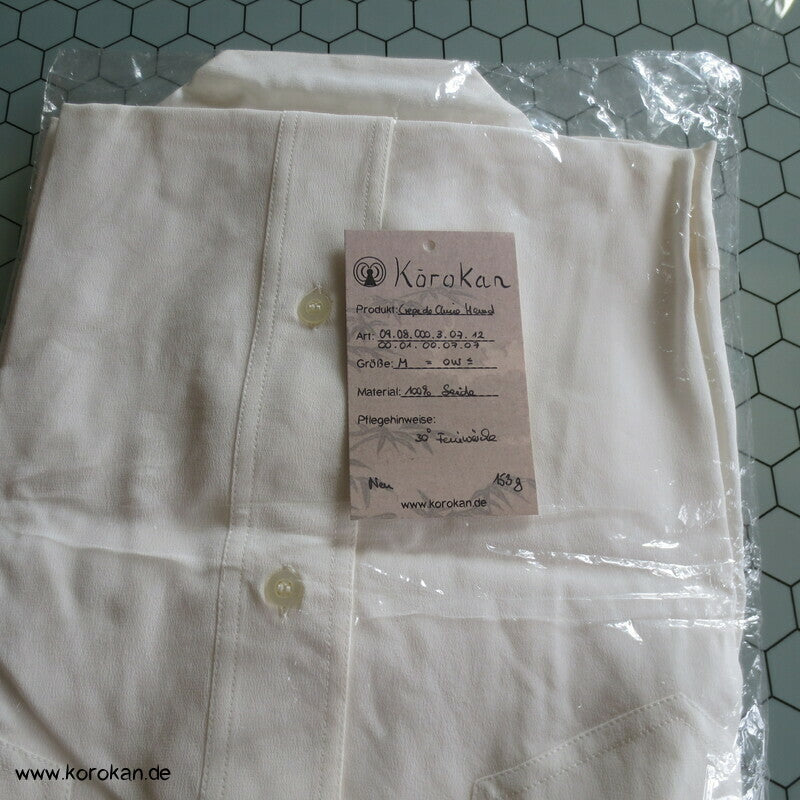 Crepe de Chine Seidenhemd natur , langarm
