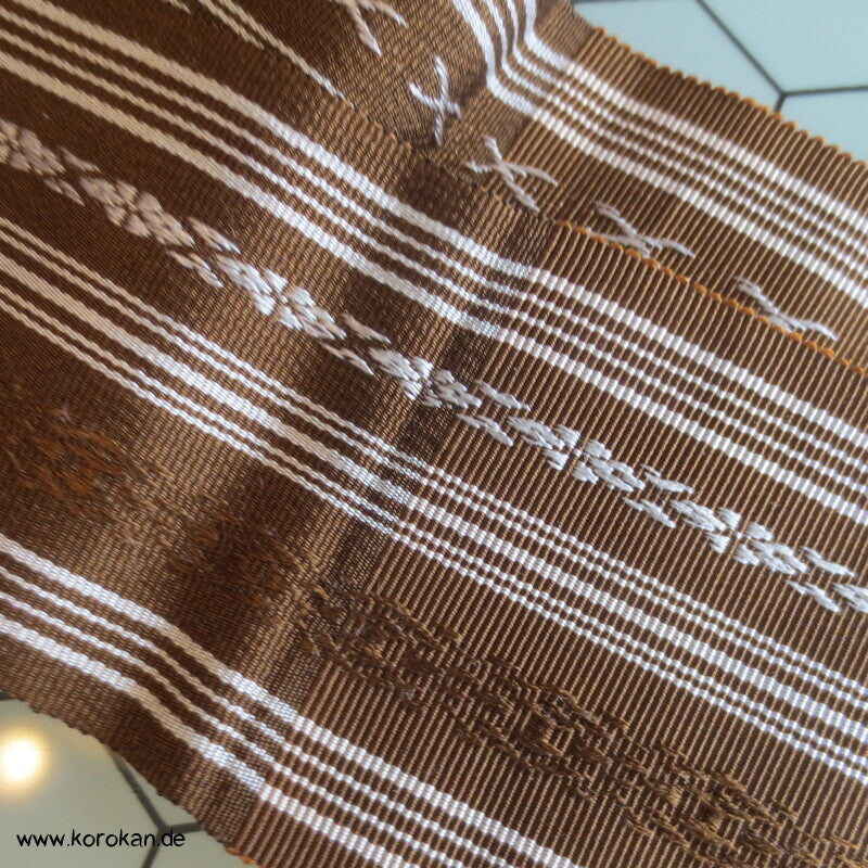 Kaku Obi / Datejime Seiden Kimono Gürtel Hakata braun