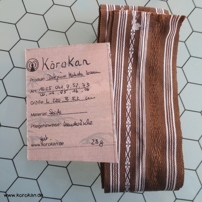 Kaku Obi / Datejime Seiden Kimono Gürtel Hakata braun
