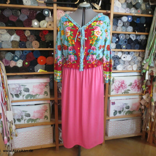 Upcycling Jersey Sommerkleid - quietschbunte chinesische Rosen