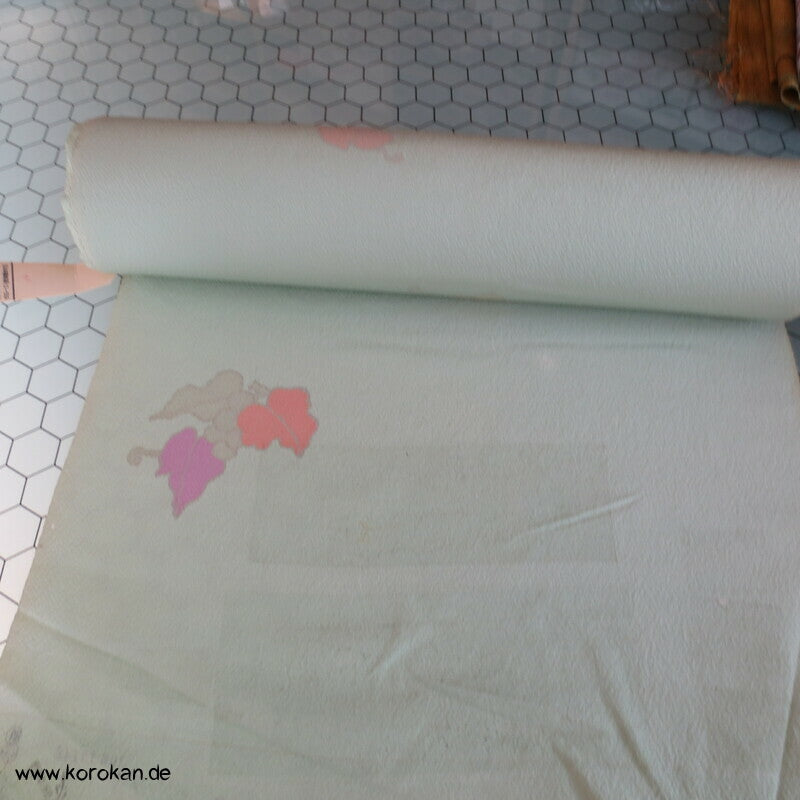Trauben, Blätter Kimono Chirimen Crepe Japan Seide