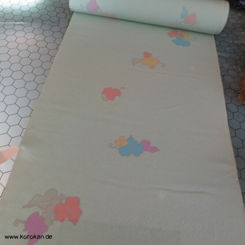 Trauben, Blätter Kimono Chirimen Crepe Japan Seide