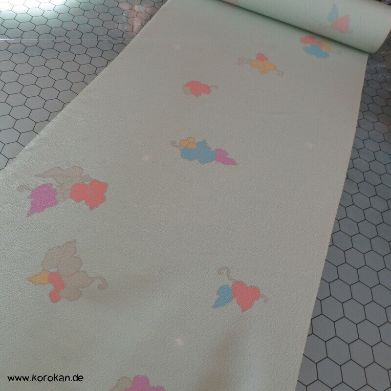 Trauben, Blätter Kimono Chirimen Crepe Japan Seide
