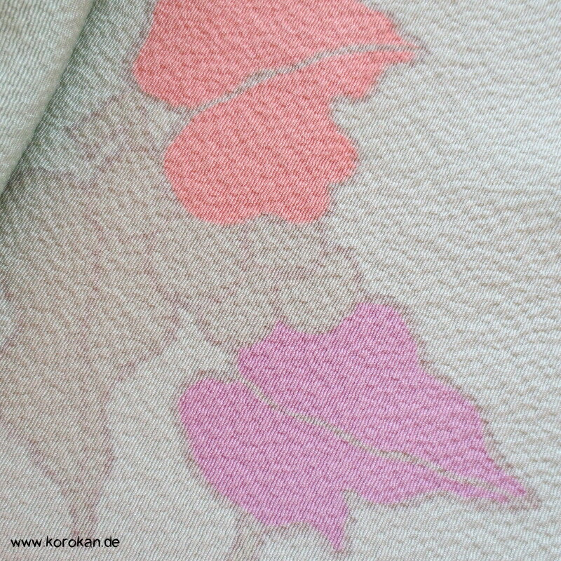 Trauben, Blätter Kimono Chirimen Crepe Japan Seide