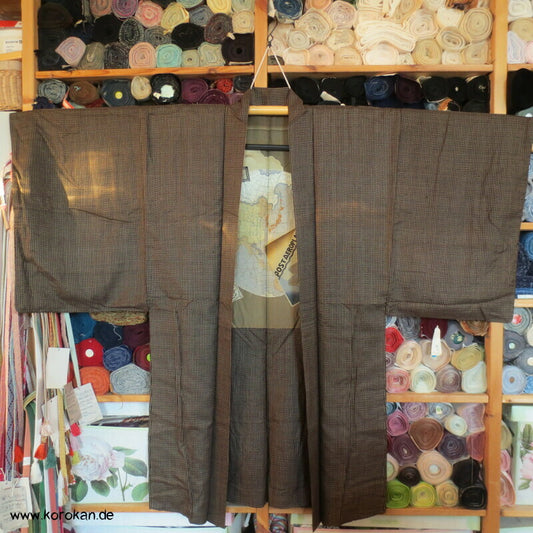 Manchuko Karte Futter Haori Kimono Jacke, Tsumugi Seide