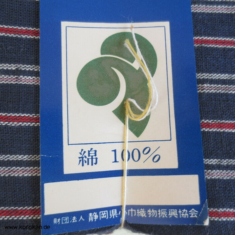 japanischer dunkelblau rote Streifen Kimono Arbeitsmantel Boro Baumwollstoff, dick