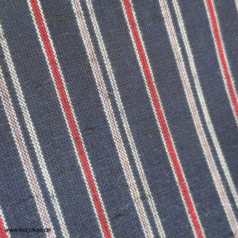 japanischer dunkelblau rote Streifen Kimono Arbeitsmantel Boro Baumwollstoff, dick
