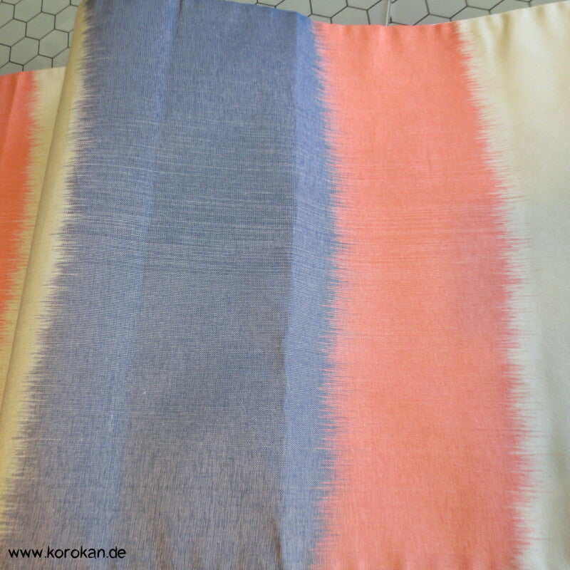 Blumenwiese auf blau - lachs - kiesel Fukuro Obi