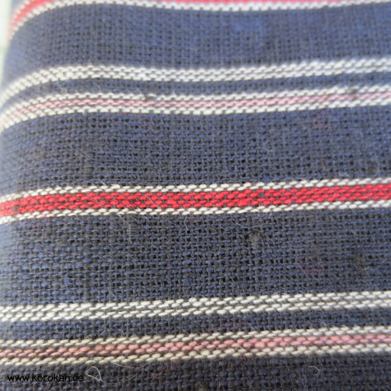 japanischer dunkelblau rote Streifen Kimono Arbeitsmantel Boro Baumwollstoff, dick