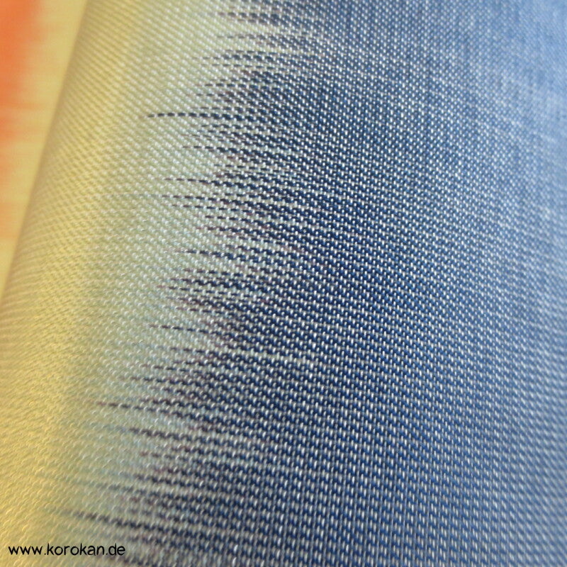 Blumenwiese auf blau - lachs - kiesel Fukuro Obi