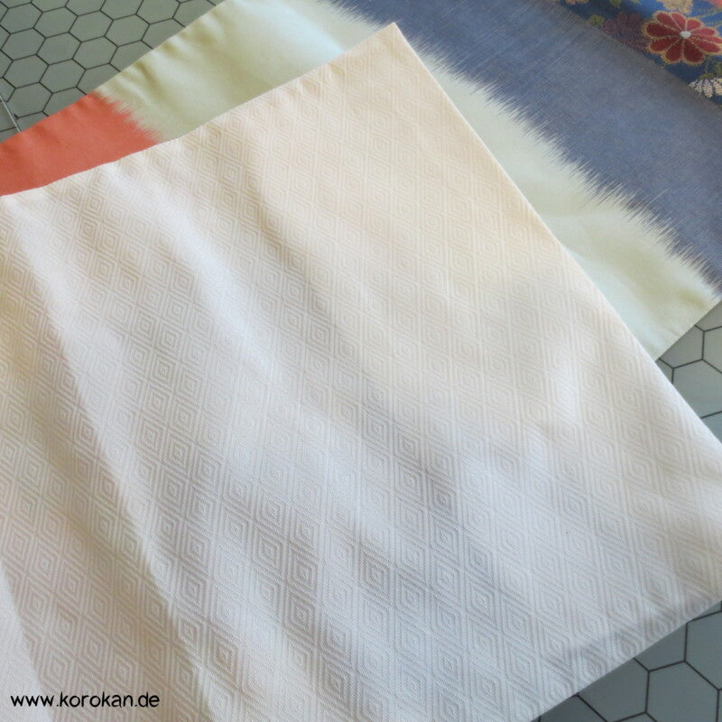 Blumenwiese auf blau - lachs - kiesel Fukuro Obi