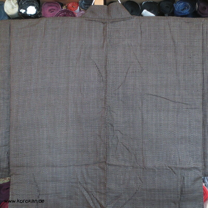 Manchuko Karte Futter Haori Kimono Jacke, Tsumugi Seide