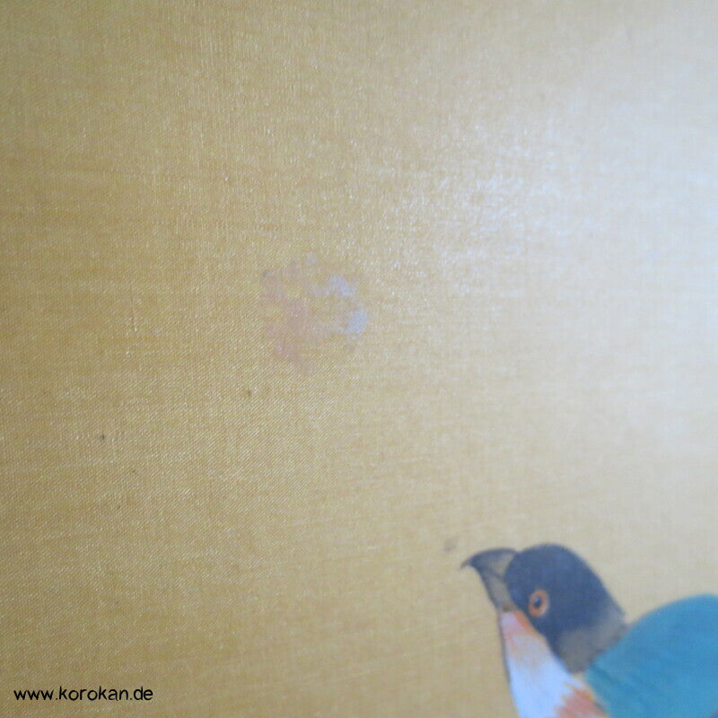 japanisches Rollbild Vögel über Päonien mit  Beschwerungsrollen
