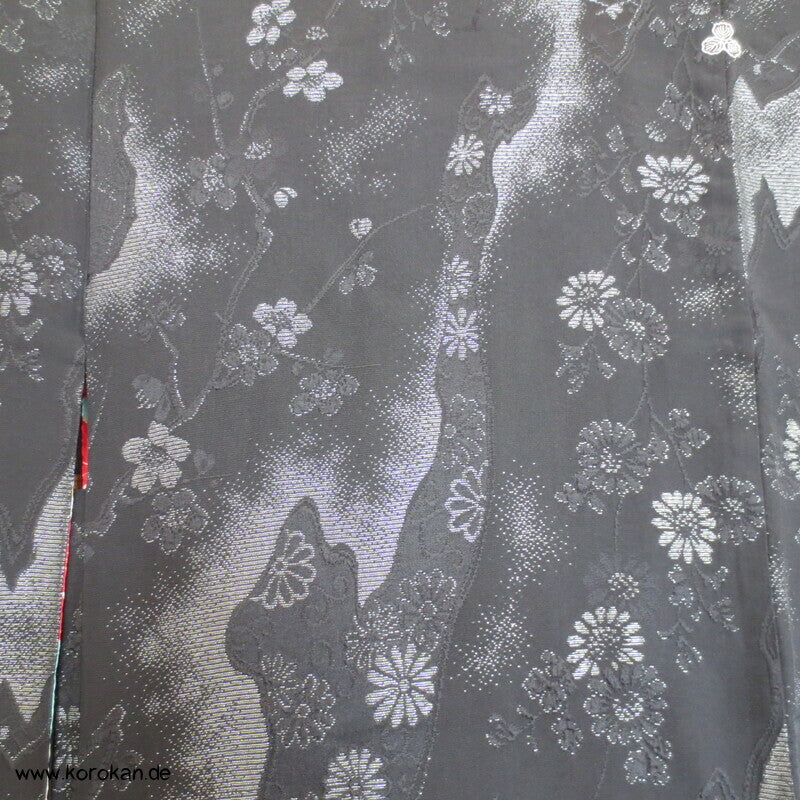 silberne Blüten Matelassè Haori (Abend - ) Jacke, mit Himo