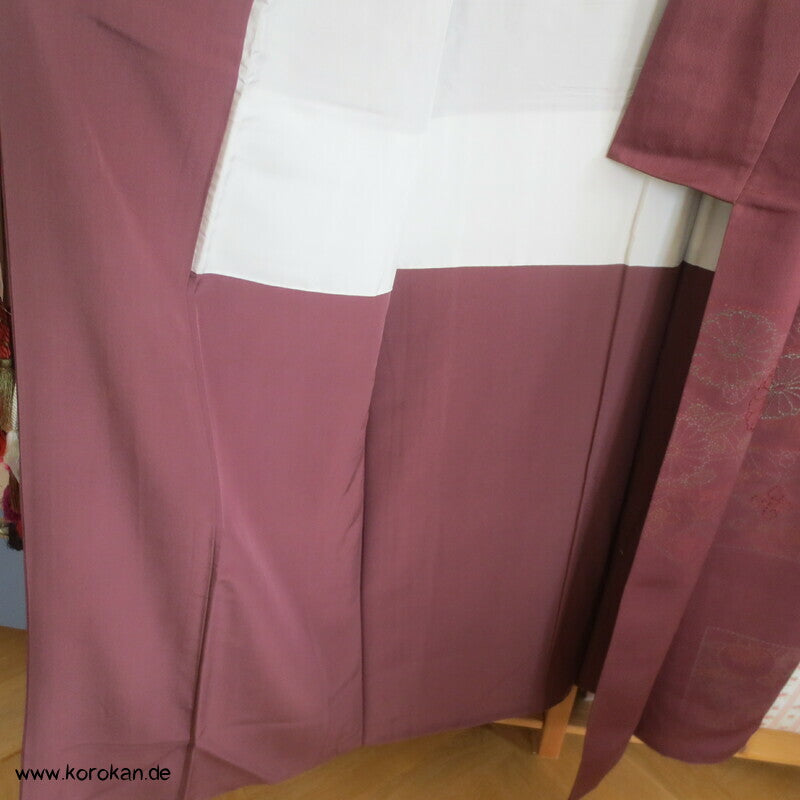 Sashiko Motive teilbestickter Tsukesage Kimono Seidencrepe