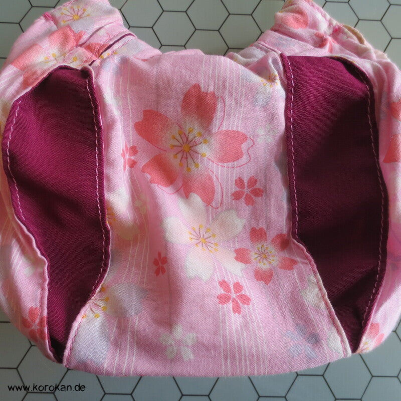 Kimono Stoff Handtasche mit Bambushenkeln