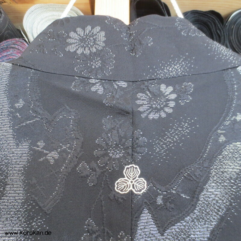 silberne Blüten Matelassè Haori (Abend - ) Jacke, mit Himo