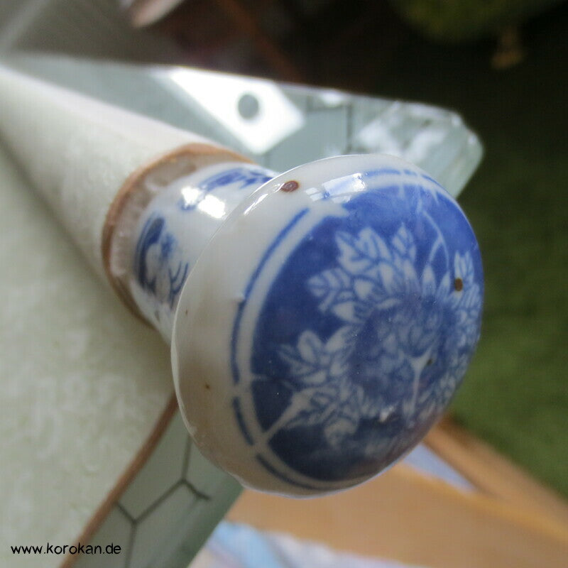 japanisches Rollbild Vögel über Päonien mit  Beschwerungsrollen
