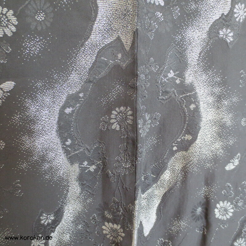 silberne Blüten Matelassè Haori (Abend - ) Jacke, mit Himo