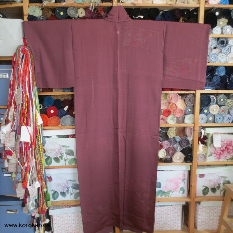 Sashiko Motive teilbestickter Tsukesage Kimono Seidencrepe