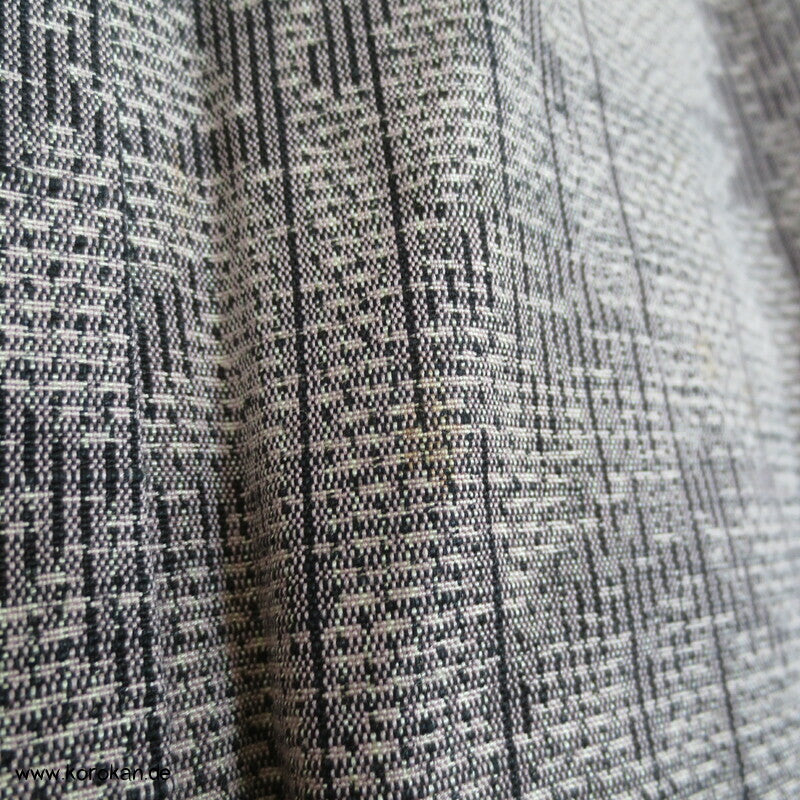 Bambus Kasuri hellgrau schwarz Tsumugi Kimono