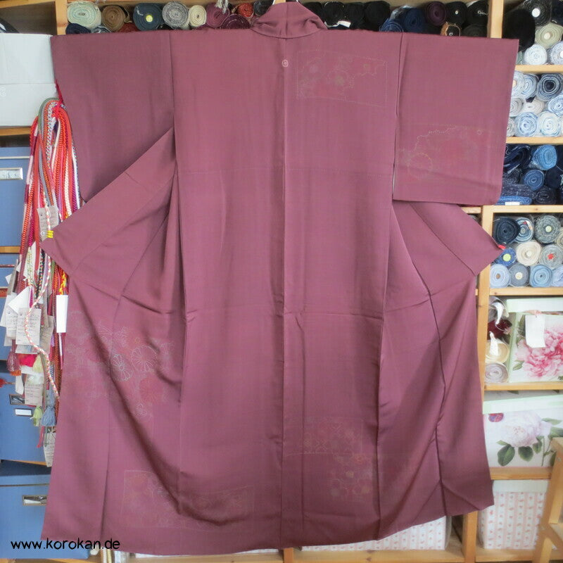 Sashiko Motive teilbestickter Tsukesage Kimono Seidencrepe
