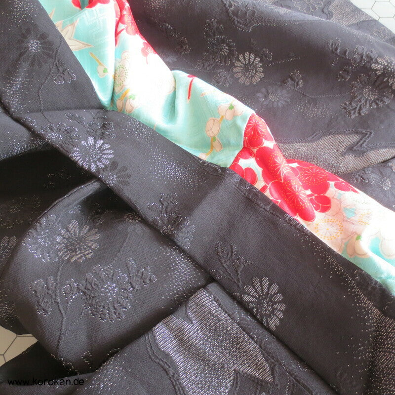 silberne Blüten Matelassè Haori (Abend - ) Jacke, mit Himo