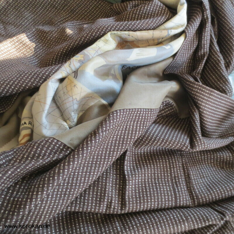 Manchuko Karte Futter Haori Kimono Jacke, Tsumugi Seide