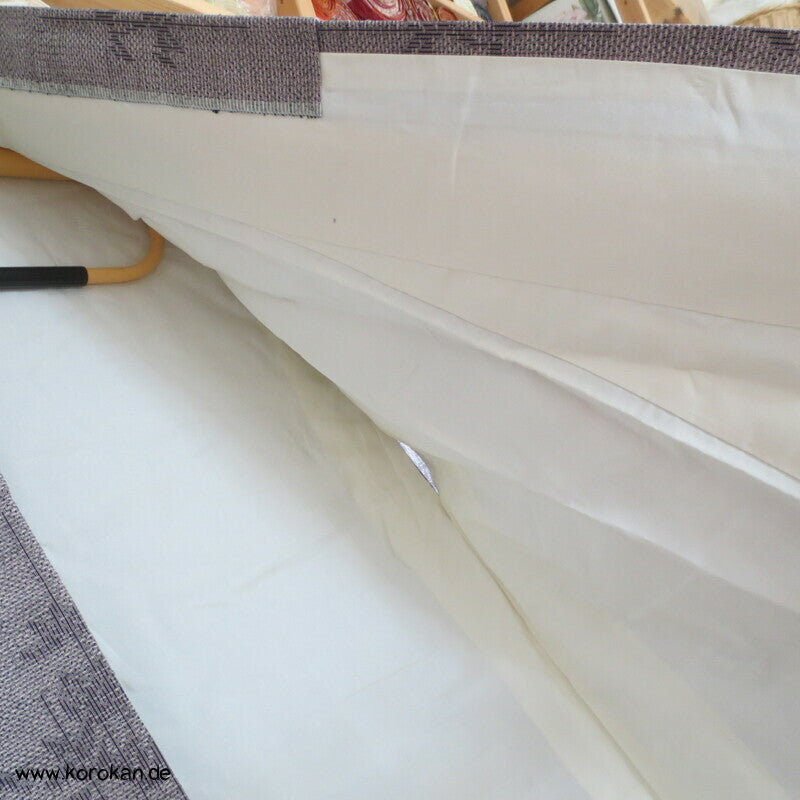 Bambus Kasuri hellgrau schwarz Tsumugi Kimono