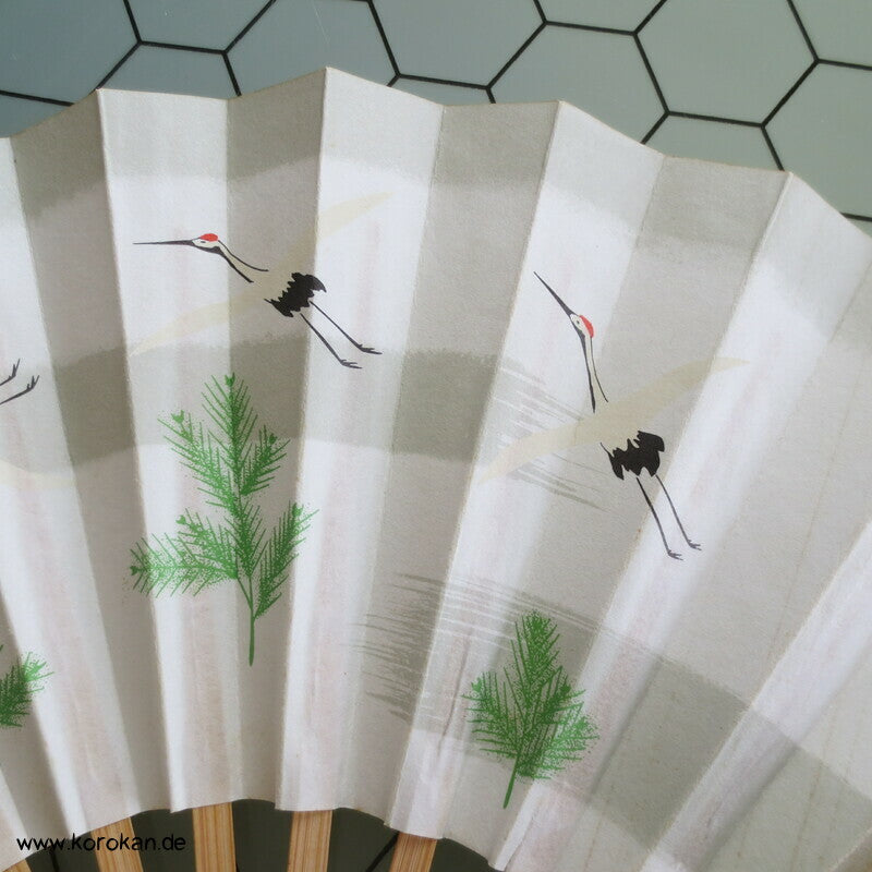 Kraniche im Flug Kinder Fächer Papier auf Bambus