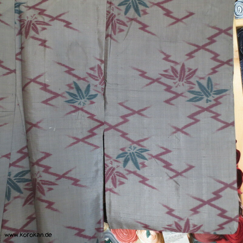 Art Deco Matsukawabishi und Bambus Hitoe Meisen Seiden Kimono