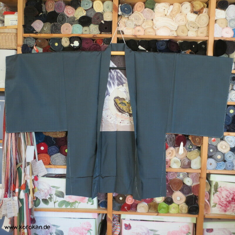 Schatzschiff, Ebi, Fuji San Futter - Haori Jacke glänzende Wildseide