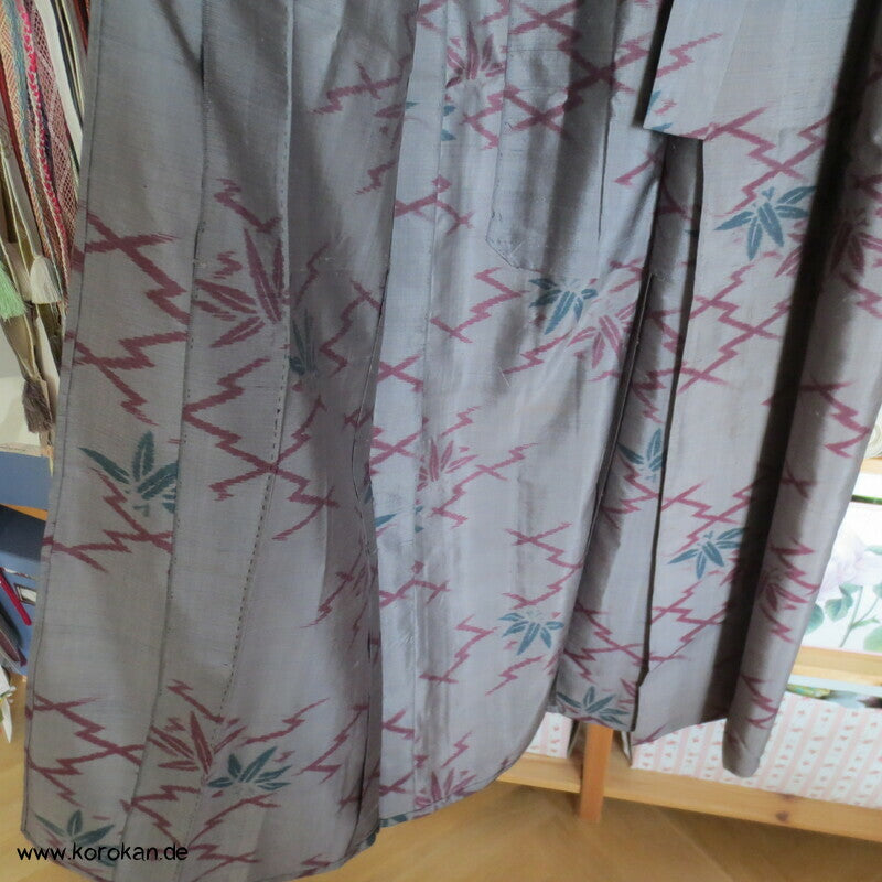 Art Deco Matsukawabishi und Bambus Hitoe Meisen Seiden Kimono
