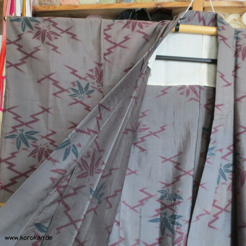 Art Deco Matsukawabishi und Bambus Hitoe Meisen Seiden Kimono