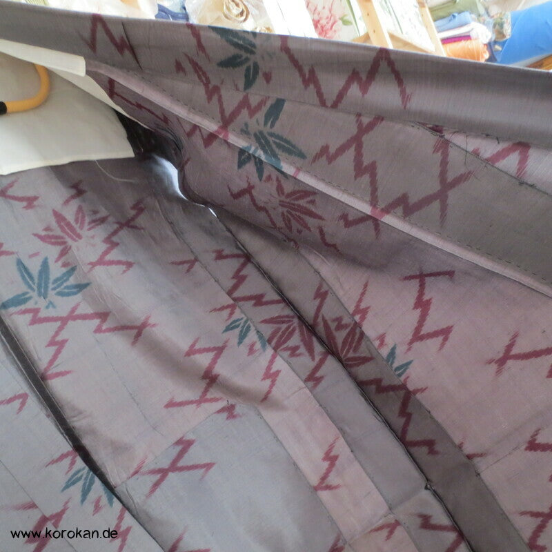 Art Deco Matsukawabishi und Bambus Hitoe Meisen Seiden Kimono