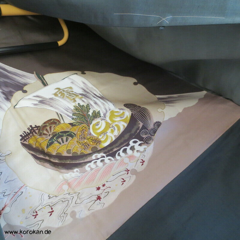 Schatzschiff, Ebi, Fuji San Futter - Haori Jacke glänzende Wildseide