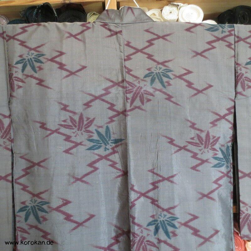 Art Deco Matsukawabishi und Bambus Hitoe Meisen Seiden Kimono