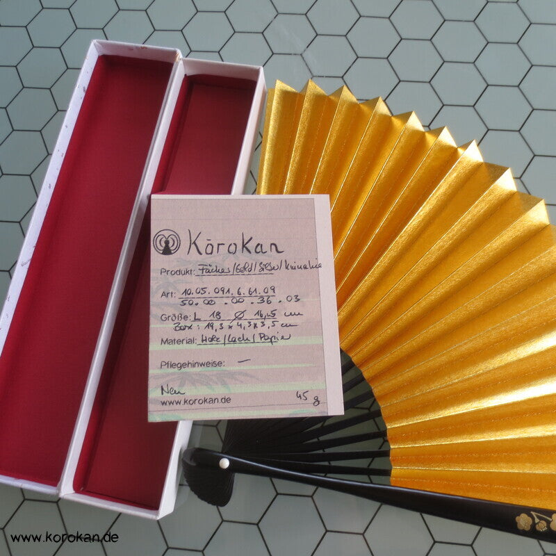 gold / silber Fächer, schwarz lackierte Rippen, in Box