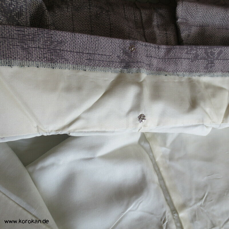Bambus Kasuri hellgrau schwarz Tsumugi Kimono