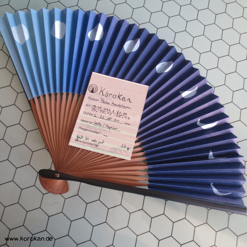 japanischer Mondphasen Fächer - Papier / Bambus