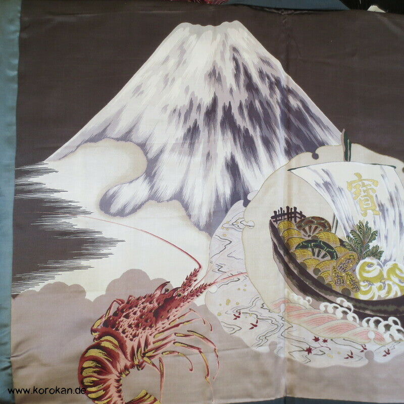 Schatzschiff, Ebi, Fuji San Futter - Haori Jacke glänzende Wildseide