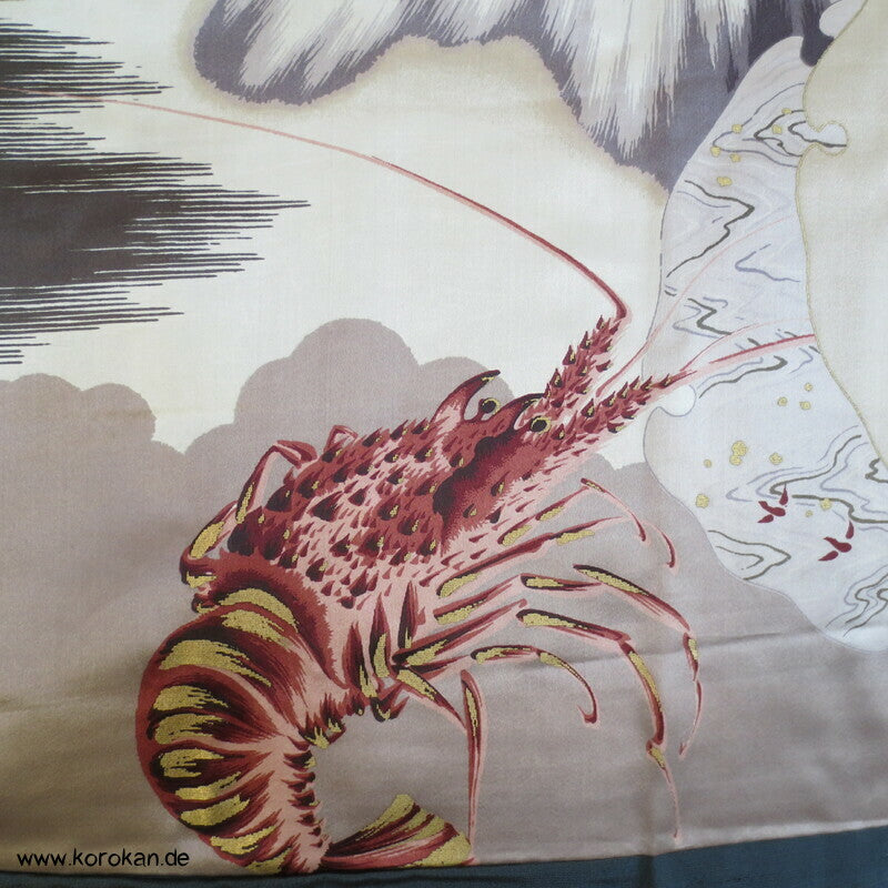 Schatzschiff, Ebi, Fuji San Futter - Haori Jacke glänzende Wildseide