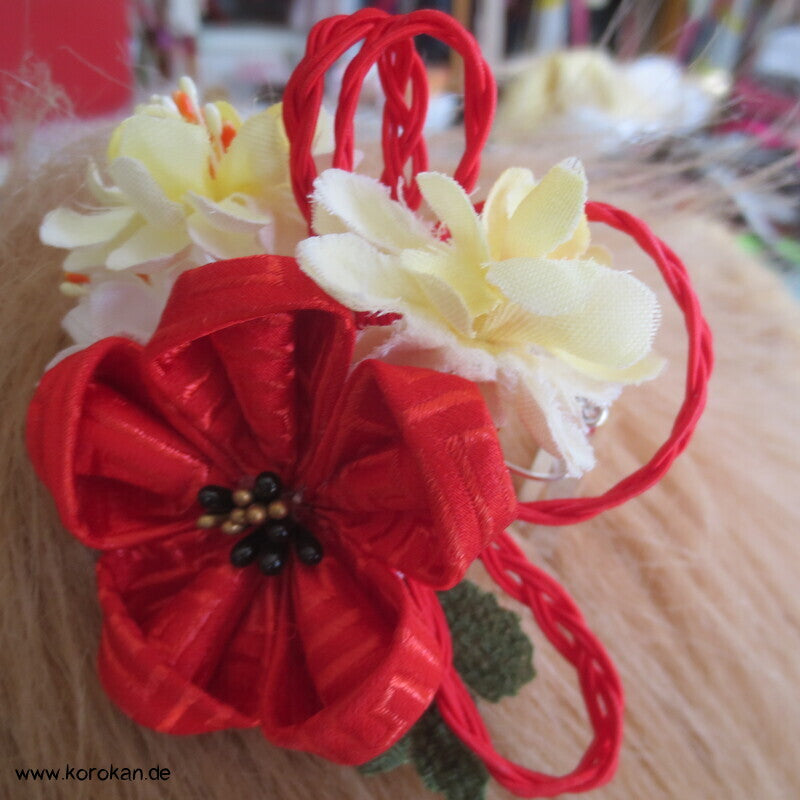 japanische Kanzashi Haarnadel Blüten mit Hänge Birra Birra