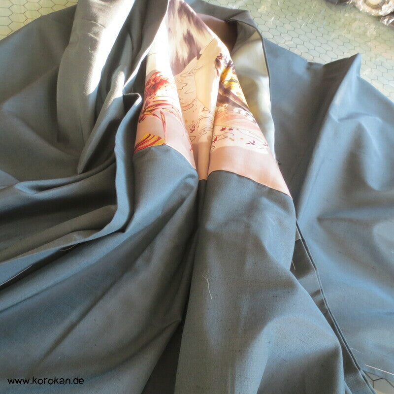 Schatzschiff, Ebi, Fuji San Futter - Haori Jacke glänzende Wildseide